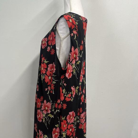 Studio I Dress Plus sz 24W Black Pink Red Floral Sheer Bias Long A Line Wedding - Picture 7 of 10